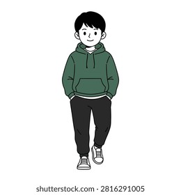 Friendly young boy wearing