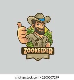 Friendly Zookeeper Cartoon Character Logo Template