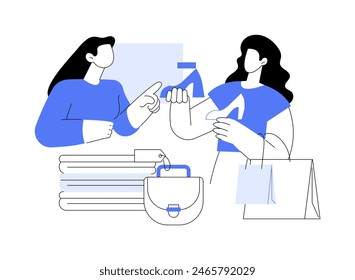 Friends advice on style isolated cartoon vector illustrations. Smiling girl helps her friend choosing shoes in shopping mall, people lifestyle, buying accessories, consumerism vector cartoon.