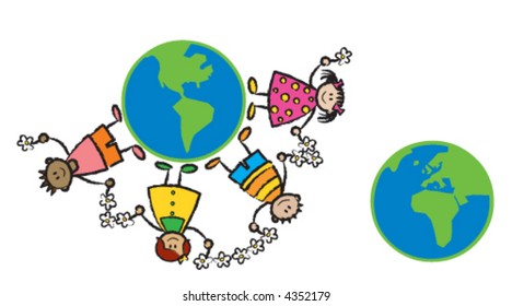 friends around the world (vector) - cartoon illustration (part 2 of 2)