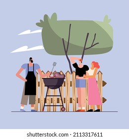 friends in bbq party characters