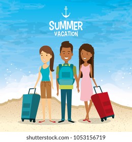 friends in the beach summer vacations