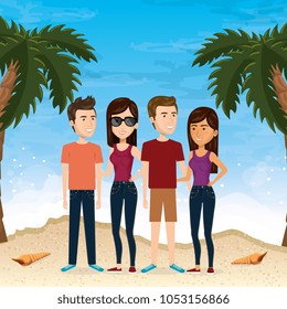 friends in the beach summer vacations