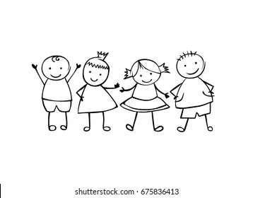 Happy Friends Sketch Images Stock Photos Vectors Shutterstock