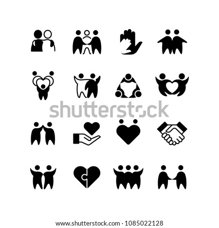 Friends, buddies, man hug line icons. Friendship, harmony and friendly group outline symbols isolated. Vector people male friends together monochrome black illustration