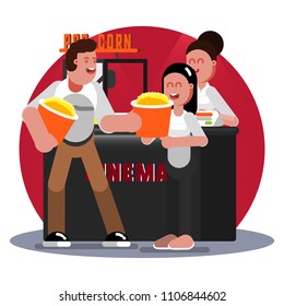 Friends buys pop corn