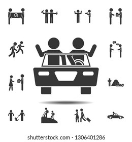 Friends in the car, trip icon. Simple glyph, flat vector element of friendship icons set for UI and UX, website or mobile application