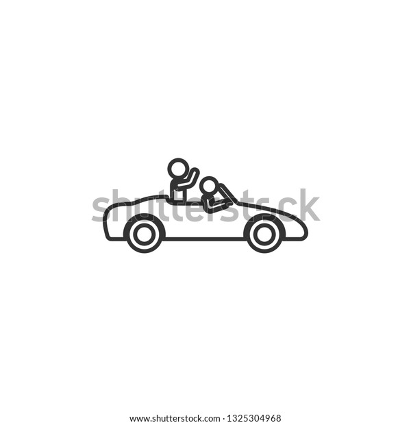 Friends in the car, trip icon. Simple thin\
line, outline vector of Friendship icons for UI and UX, website or\
mobile application