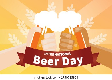 Friends are celebrate in international beer day