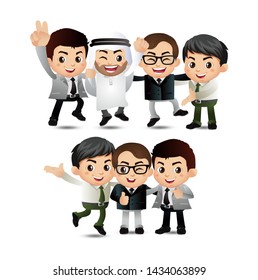 Friends Characters Set Vector. Laughing Friends, Office Colleagues.