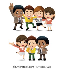 Friends Characters Set Vector. Laughing Friends, Office Colleagues.