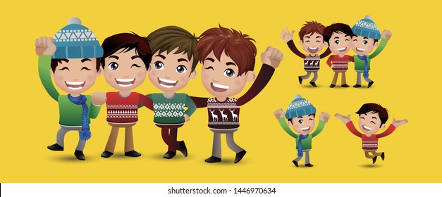 Friends Characters Set Vector. Laughing Friends, Office Colleagues.