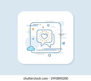 Icono de la línea de chat de los amigos. Botón de vector cuadrado abstracto. Señal de amor de amistad. Símbolo de negocio de asistencia. Icono de la línea de chat de los amigos. Insignia de concepto de calidad. Vector