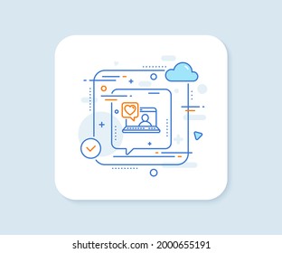 Friends chat line icon. Abstract vector button. Friendship love sign. Assistance business symbol. Friends chat line icon. Speech bubble concept. Vector