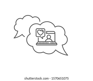 Friends chat line icon. Chat bubble design. Friendship love sign. Assistance business symbol. Outline concept. Thin line friends chat icon. Vector