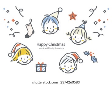 friends, Christmas, having fun, cute illustration