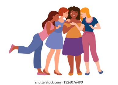 friends communicate. girls different Nations that the are discussing, share news.