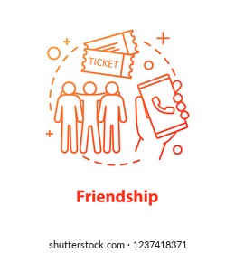 Friends concept icon. Male friendship idea thin line illustration. Rest. Vector isolated outline drawing
