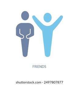 Freunde Concept Line-Symbol. Einfache Elementgrafik. friends konzept umreißen symbol design.