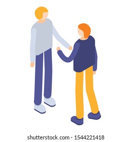Friends conversation icon. Isometric of friends conversation vector icon for web design isolated on white background