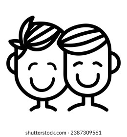 Friends Couple Flat Icon Isolated On White Background