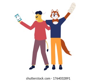 Friends with disabilities background. Modern illustration slider site page. Concept disabled people also want to have friends vector image. Web banner disabled need friends and communication design.