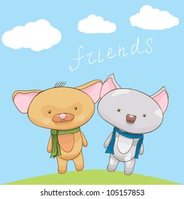 Friends dog and cat