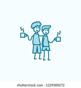 friends drink coffee 2 colored line icon. Simple colored element illustration. friends drink coffee outline symbol design from friendship set