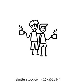 friends drink coffee icon. Element of friendship icon for mobile concept and web apps. Thin line friends drink coffee icon can be used for web and mobile