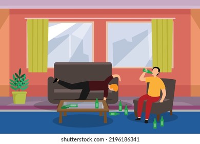 Friends drinking beer together 2d vector illustration concept for banner, website, illustration, landing page, flyer, etc.