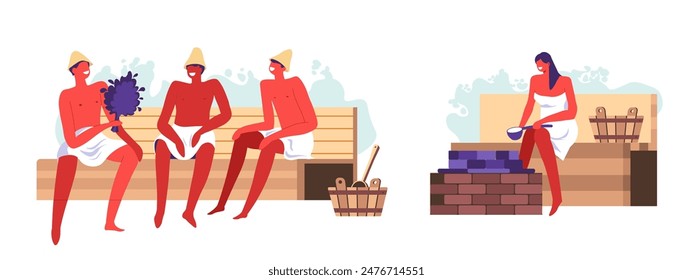 Friends Enjoying Sauna Session vector