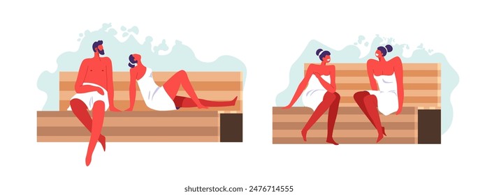 Friends Enjoying Sauna Session vector