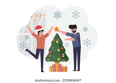 Friends and family celebrate Christmas.