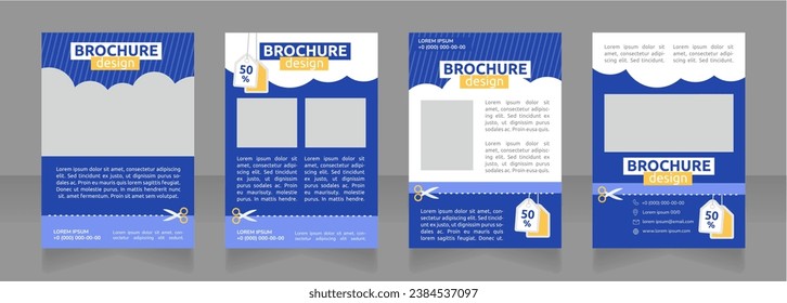 Friends and family discounts blank brochure design. Template set with copy space for text. Premade corporate reports collection. Editable 4 paper pages. Ubuntu Bold, Regular fonts used