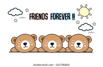  Friends forever bears vector illustration