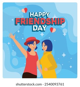 Friends forever. Celebrating a fun day of friendship. Friendship Day concept. Flat vector illustration.