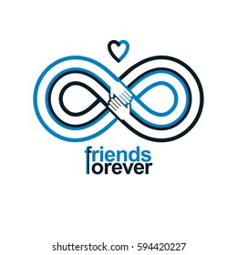Friends Forever, everlasting friendship conceptual vector symbol isolated on white background.