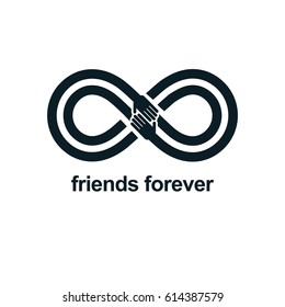 Friends Forever, everlasting friendship conceptual vector symbol isolated on white background.