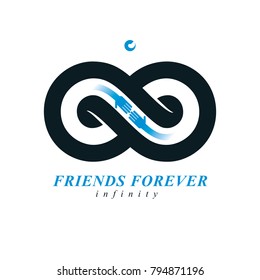 Friends Forever, everlasting friendship conceptual vector symbol isolated on white background.