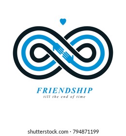 Friends Forever, everlasting friendship conceptual vector symbol isolated on white background.