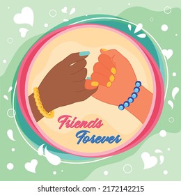 Friends Forever hands illustration with abstract background