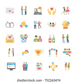 
Friends and friendly relationship flat icons set
