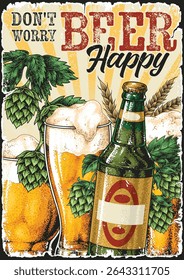 Friends gather around a table enjoying frosty glasses of beer surrounded by hops and grains. Laughter fills the air as they relax and celebrate the evening together.