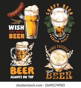 Friends gather to celebrate the joy of craft beer and cold beverages. Different styles of beer are highlighted showcasing a variety of tastes and delightful moments shared together.