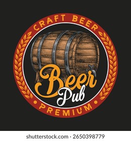 Friends gather at a warm pub to savor craft beer from a beautifully designed barrel. The atmosphere is lively perfect for sharing good times and laughter.