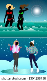 friends girls vacation vector