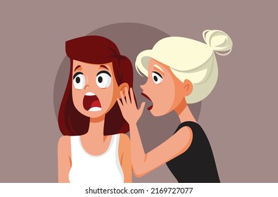 
Friends Gossiping Shocking Secrets Vector Cartoon Illustration. Two Women Talking In Secret Revealing Private Information To Each Other
