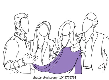 Friends Group Choosing Clothes Sketch People Talking Hold Sweater Men And Women Doodle Shopping Vector Illustration
