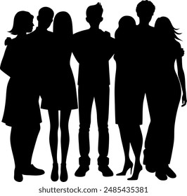 friends group silhouette vector design with a white background