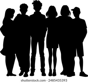 friends group silhouette vector design with a white background